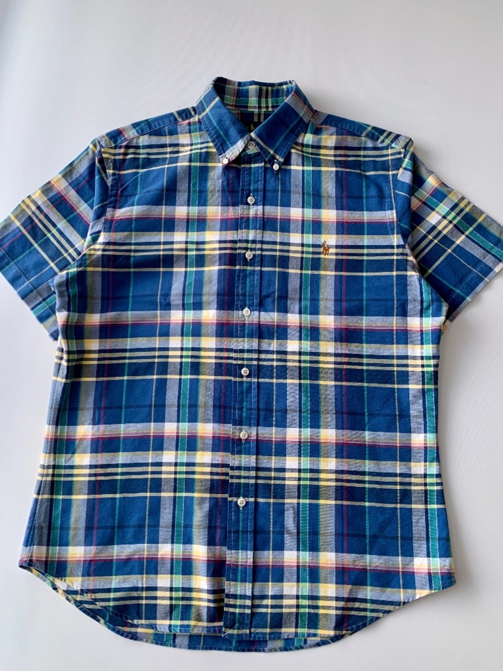 Polo Ralph Lauren Plaid Short Sleeve Shirt Men's Size L Slim fit preppy core